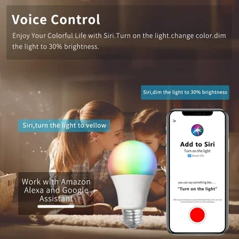 Siri Balss Vadība 9-20w RGB Smart Spuldzes Aptumšojami LED E27 B22 Wifi LED Burvju Lampa Strādā ar Alexa, Google Palīgs As