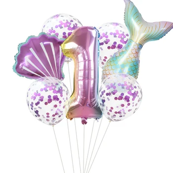 Sirēna Dzimšanas Dienas Svinības Rotājumi Piegādes Komplekts Nāru Astes Balonu Vainags Galda Komplekts Baby Dušas Meitenes Dzimšanas Diena Dekori
