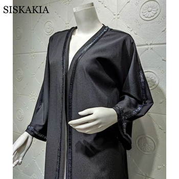 Siskakia Modes Musulmaņu Dubaija Abaya Kimomo Premium Black Fāzēm, Arābu, Turku Jaciņa Drēbes Islāma Apģērbs Sieviešu Rudens 2020