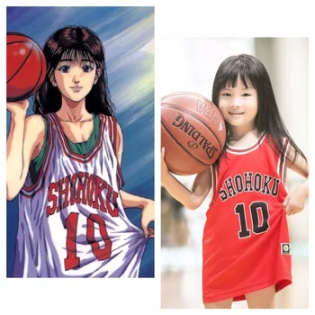 Slam Dunk Shohoku High School No. 10 Hanamichi Sakuragi Cosplay Veste Red Basketbola Jersey Bērniem
