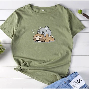 Slinks Koala Drukāt Smieklīgu T Kreklu Sieviešu Kokvilnas Harajuku T Sievietēm Shrot Piedurknēm Zaudēt Camiseta Mujer Tee Kreklu Femme T-krekls