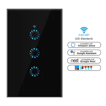 Smart Gaismas Slēdzi Touch Kontroli Wall Mount WiFi Slēdzis MUMS Standartu Saderīgs ar Alexa, Google Palīgs IFTTT Android, iOS