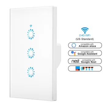 Smart Gaismas Slēdzi Touch Kontroli Wall Mount WiFi Slēdzis MUMS Standartu Saderīgs ar Alexa, Google Palīgs IFTTT Android, iOS