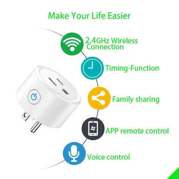 Smart Plug WiFi Mini Ligzda Smart Kontaktligzdas, Darbs ar Alexa un Google Mājās, Nav Nepieciešama centrs, Tālvadības Ierīces