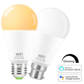 Smart Spuldzes Wifi Led Lampa 15W Led Spuldzes E27 B22 Aptumšojami Smart Led Spuldzes WiFi Mājas Apgaismes Darbs Ar Alexa, Google Home