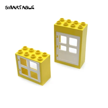 Smartable Liels Ķieģeļu Durvis Un Logi Celtniecības Bloki Daļas Par Māju, Bērniem Saderīgu Duplo Creative Rotaļlietas Bērniem 10 komplektiem/Daudz