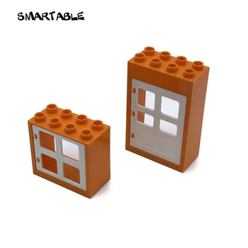 Smartable Liels Ķieģeļu Durvis Un Logi Celtniecības Bloki Daļas Par Māju, Bērniem Saderīgu Duplo Creative Rotaļlietas Bērniem 10 komplektiem/Daudz