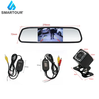 Smartour Auto Bezvadu Atpakaļgaitas Kamera Atpakaļ Līdz Automašīnas Atpakaļskata Spogulī, 4.3 Collu Monitors HD Automašīnu Atpakaļskata Kamera Autostāvvieta Raidītājs
