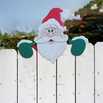Smieklīgi Eglīšu rotājumi Burvīgs Ziemassvētku Puse Apdares Karājas Mājas Dekoru Peeks Pie Santa Elk Piemērots Autostāvvieta Žogs