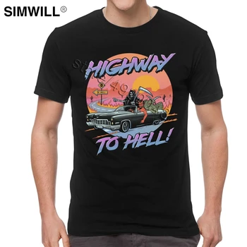 Smieklīgi Highway To Hell T Krekls Vīriešiem Vasaras Kokvilnas T-Veida Topi Īsām Piedurknēm Nāves Skelets Sātans Velns T-Krekls Harajuku Tshirt Dāvanu