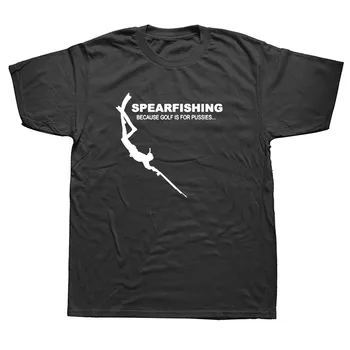 Smieklīgi Spearfishing Akvalangistu T Krekli Vīriešu Vasaras Kokvilnas Harajuku Īsām Piedurknēm O Kakla Streetwear Melns T-krekls