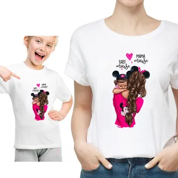 Smieklīgi Vasaras Ģimenes Atbilstošas Drēbes Kawaii Balts T Matching Mātes Meita Drēbes Ģimenes Izskatīties T-krekls