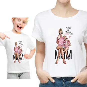 Smieklīgi Vasaras Ģimenes Atbilstošas Drēbes Kawaii Balts T Matching Mātes Meita Drēbes Ģimenes Izskatīties T-krekls