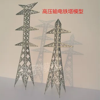 Smilšu Galda Modelis Augstsprieguma Torņa Pārraides Kabelis Plastmasas Muca Diorāma Ēka