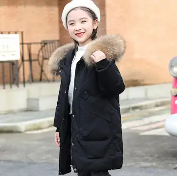 Snowsuit 2020 bērnu Ziemas dūnu Jaka Meitenēm Drēbes ūdensizturīgs Āra kapuci mētelis Bērniem parka dabīgās kažokādas apģērbi