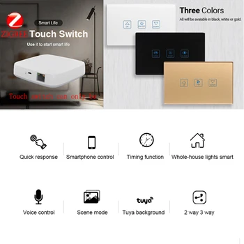 Somgoms ZigBee Smart Touch Dimming /Ventilators / Aizkaru Maiņa Ac90-240v Tuya App Kontroles Alexa, Google Home Saderīgs Ar/Asv