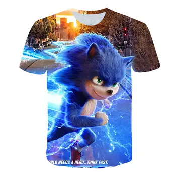 Sonic Vasaras T Krekls Choldren Zēni Meitenes 3D Karikatūra Izdrukāt Īss Tee T-krekls Poliestera T Kids Bērnu Apģērbu, 4-14T
