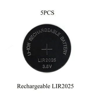 Sorvess 5GAB 30mAH LIR2025 Lithiium lir Jonu Akumulators 3.6 V Li-jonu pogu monēta šūnu aizstāt lai CR2025 CR 2025