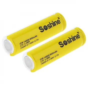 Soshine 4gab 3,7 V ICR 14500 900mAh Li-jonu Akumulators ar Drošības Vārsts +Pārnēsājamo Bateriju Kārba, Lukturi