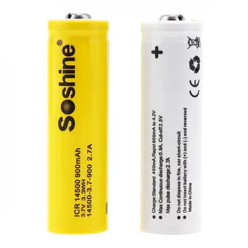Soshine 4gab 3,7 V ICR 14500 900mAh Li-jonu Akumulators ar Drošības Vārsts +Pārnēsājamo Bateriju Kārba, Lukturi