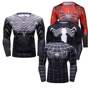 Spiderman Kompresijas T-krekls Vīriešu 3D Druka T-krekls ar Īsām Piedurknēm Cosplay Fitnesa Kultūrisms Vīriešiem, Fitnesa Top Punk Galvaskauss