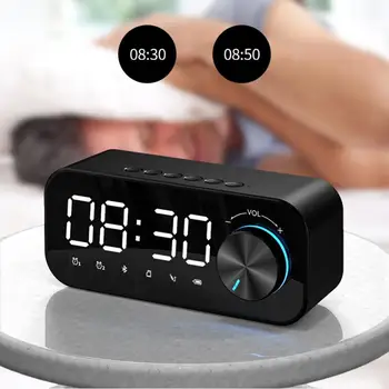 Spogulis, Modinātājs Bluetooth Speaker Digitālais Displejs Modinātājs LED Bezvadu Subwoofer Mūzikas Atskaņotājs Daudzfunkciju Galda Pulkstenis