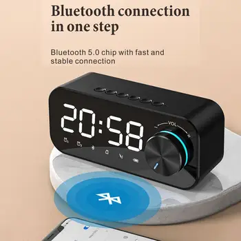Spogulis, Modinātājs Bluetooth Speaker Digitālais Displejs Modinātājs LED Bezvadu Subwoofer Mūzikas Atskaņotājs Daudzfunkciju Galda Pulkstenis
