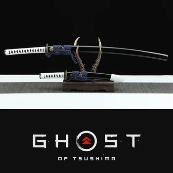 Spoku Tsushima Cosplay Reprodukcija Augsta Mangāna Tērauda Asmens Zobenu Japāņu Samuraju Spēle Katana un Tanto Pāris