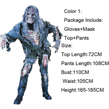 Spoku Zombiju Vilks Cosplay Dienā, Dead Halloween Kostīmu Vīriešu Vampīru Karnevāla Puse Biedējošu Skelets Spooky Iedomātā Pirāti