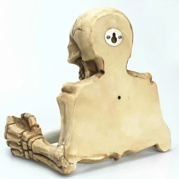 Spooky Grinning Galvaskausa Viduslaiku Tualetes Papīra Turētājs Sveķu Gothic Skelets Statuetes Statuja Mājas Biedējošu Halloween Dekoru Skulptūras