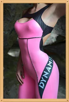 Sporta zāle sporta fitnesa darbojas viens gabals sportsuits rozā burtiem drukāt hipkini brazīlijas stila jogas viens gabals jumpsuits bodysuit