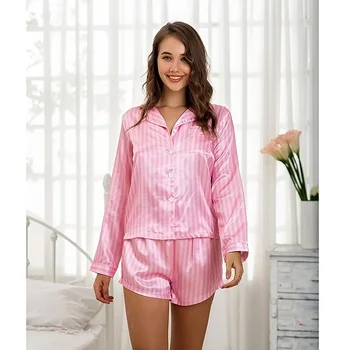 Sprādzienu modeļiem Ms. pārņēmušas zīda divdaļīgs kostīms modes garām piedurknēm savvaļas sexy nightdress dāmas pidžamas mājās pakalpojums