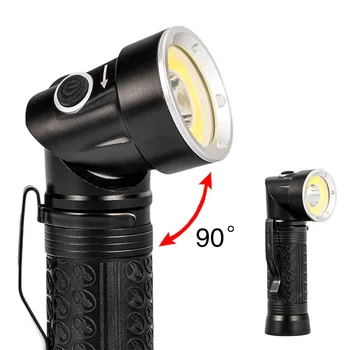 Spēcīgs LED Lukturīti 18650 T6+COB 6000LM 90 Grādu Reizes Daudzfunkciju Lāpu Gaismas, Medību Tūrisma Meklēšanas Laternu Lampas