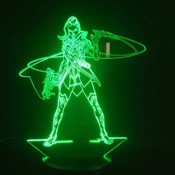 Spēle Overwatch Varonis Sombra 3D Lampas Akumulatora Barošanu Multi-krāsu ar Tālvadības Gultas Dekoratīvie Usb Led Nakts Gaismas Lampas