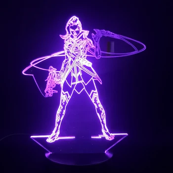 Spēle Overwatch Varonis Sombra 3D Lampas Akumulatora Barošanu Multi-krāsu ar Tālvadības Gultas Dekoratīvie Usb Led Nakts Gaismas Lampas