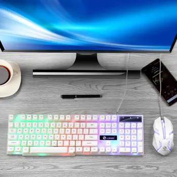 Spēļu Tastatūra Spēļu Pele Mehāniskās Sajūta RGB LED Backlit Spēlētājs Klaviatūras USB Vadu Tastatūru, lai Spēlē DATORU, Portatīvo Datoru