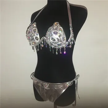 Spīdīga Liels Dārgakmeņi Bikini Komplekts Sievietēm Rhinestones Pušķi Underwire Krūšturis Sexy Aukliņu Biksīšu Peldkostīms Peldkostīmu Dāmu Peldkostīmi