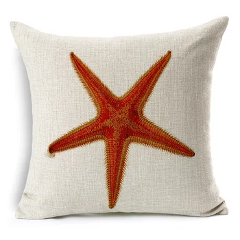 Starfish Čaulas Gliemene Koraļļu Drukāt Spilvenu Pārvalki Puses Glezniecības Jūras Zirgs Spilvena Vāka Dekoratīvā Bēša Veļa, Spilvens Gadījumā