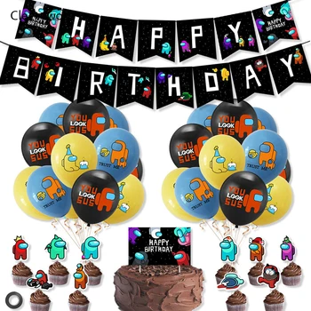 Starp Mums Lateksa Baloni Banner Kūka Topper Spēle Tēma Happy Birthday Puse Rotājumi Karikatūra Rotaļlietas Bērniem Pieaugušo Gaisa Globos