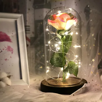 Stikla Kupola Mūžīgā Roze LED Gaismas Valentīna Diena Dāvanu Draudzenei Ir 2021. Jauno Gadu Mājās Apdares Galda Lampa Grupa Krājumi