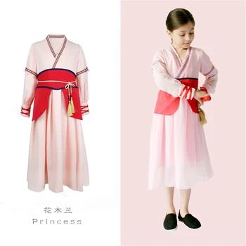 Stila Meitenes Hua Mulan Kostīms ar Parūku Zobenu Bērniem Cute Meitene Princese Cosplay Mulan Kleitu Bērni Ķīniešu Tradicionālo Apģērbu