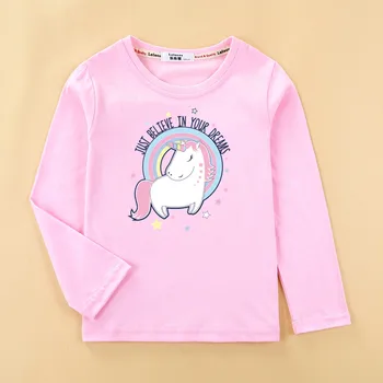 Stilīgs garām piedurknēm baby girl t krekls jaunu kokvilnas karikatūra unicorn topi bērnu ikdienas zīmolu apģērbu rudens cute tees drukāt