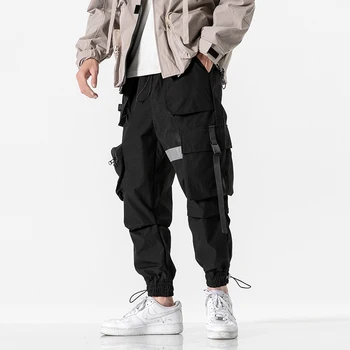 Streetwear Cilvēks Jogger Bikses Sānu Kabatas Brīvs Stils, Hip Hop Vīriešu Treniņbikses Modes 2020. Gadam High Street Gadījuma Bikses Bikses