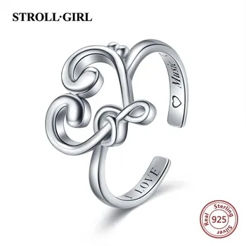 Strollgirl 925 Sterling Sudraba es Mīlu Mūziku un Pirkstu Riņķiem Sirds Muzikālo Simbolu, Ņemiet vērā, Regulējams Gredzeni Sievietēm 2020. Gadam, Rotaslietas, Dāvanas,
