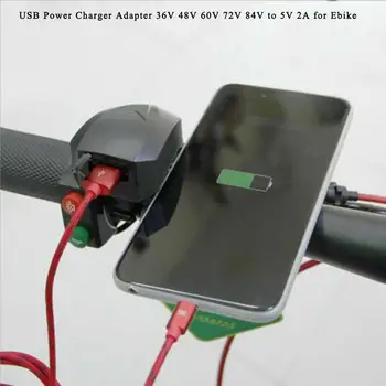 Stūres USB Strāvas Lādētājs Adapteris 36V 48V 60V 72V 84V uz 5V 2A for Ebike 22-25mm Taisna Stūres SP2392