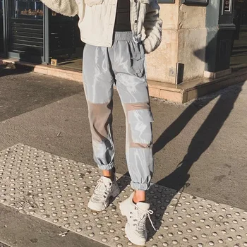Sudraba Gotu Streetwear Sieviete Bikses Gadījuma Acs Raibs Augstās Jostasvietas Bikses Hipiju Joggers Sieviešu Drēbes Vasaras 2019