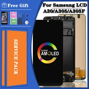 Super AMOLED A30S Displejs Samsung Galaxy A30S A307F A307 A307FN LCD skārienekrānu, Digitizer Displejs Montāžas Detaļas