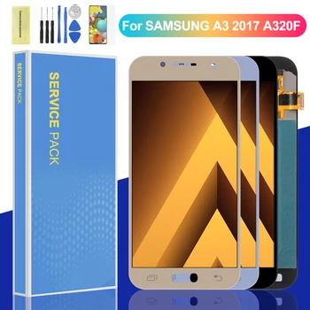 Super AMOLED LCD Samsung Galaxy A3 2017 A320 A320F A320FL LCD Displejs, Touch Screen Digitizer Montāža Rezerves Daļas