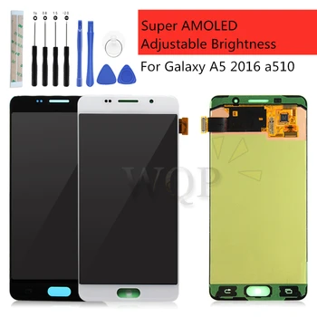 Super AMOLED SAMSUNG GALAXY A5 līdz 2016. a510f Displejs, Touch Screen lcd Digitizer Montāža pantalla Nomaiņa A510 LCD 5.2