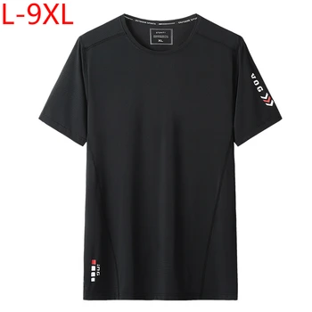Super Liels Izmērs L-9XL Ātri Žāvēšanas Vasaras Cool Augstas Kvalitātes Vīriešu Soft Black Īsām Piedurknēm T-krekls Cilvēks Zilā T-krekli, t-veida Topi